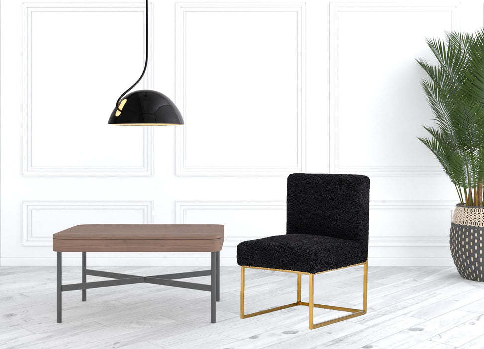 Solid Color Parsons Chair (Set of 2) - Black / Gold