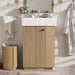 Giga bathroom vanity with sink, freestanding wood grain cabinet featuring storage drawers and a sleek modern design