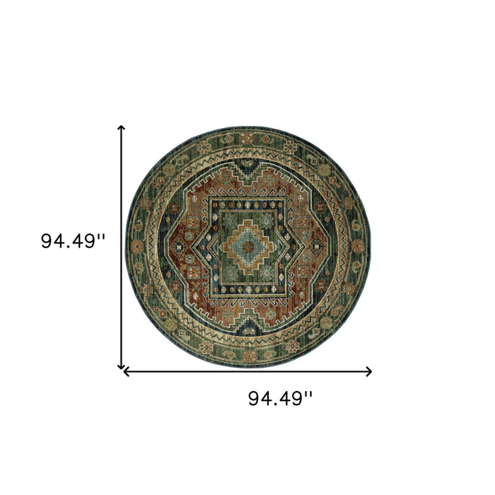 8' Tribal Round Rug - Blue
