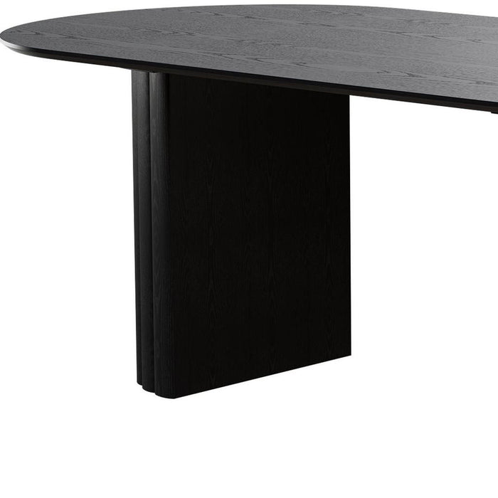 86'' Wood Double Pedestal Base Oval Dining Table - Black