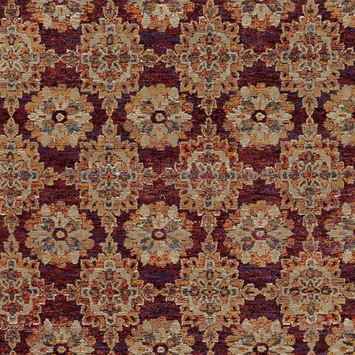 7.9' x 11.3' Oriental Power Loom Area Rug - Red And Gold