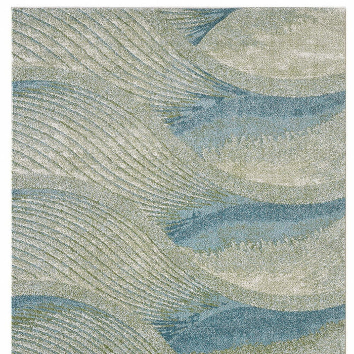 10' x 13' Abstract Waves Modern Area Rug - Blue Beige