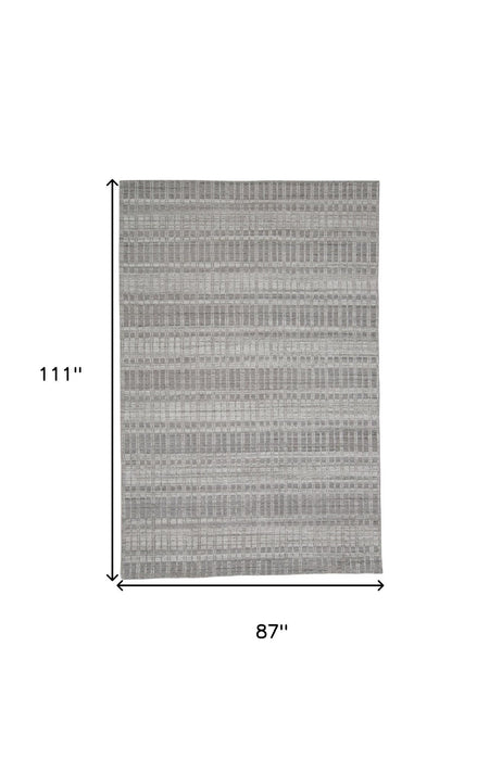 7' x 9' Geometric Hand Woven Area Rug - Gray And Ivory