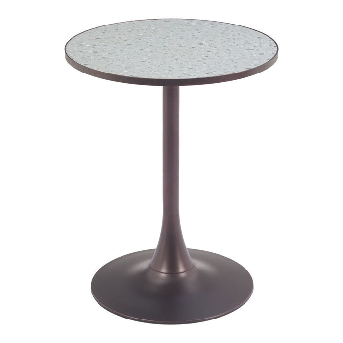 24" Wood And Steel Pedestal Base Round Top Dining Table - Bronze / Gray