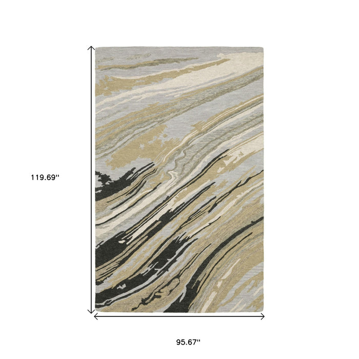 8' X 10' Wool Abstract Hand Tufted Modern Area Rug - Gray
