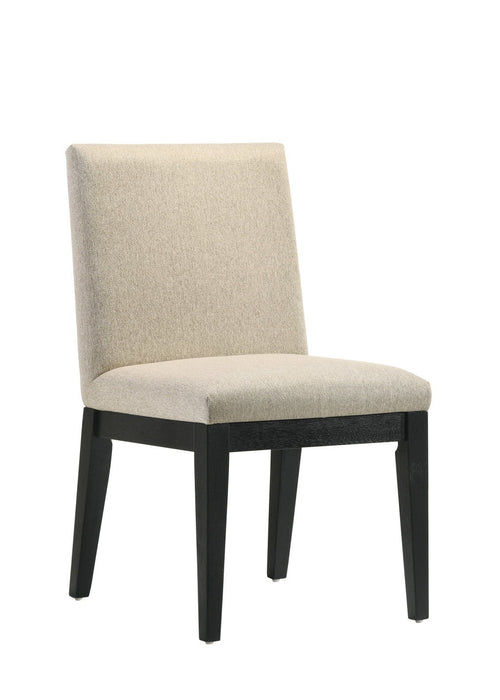 Upholstered Fabric Dining Side Chairs (Set of 2) - Beige / Black
