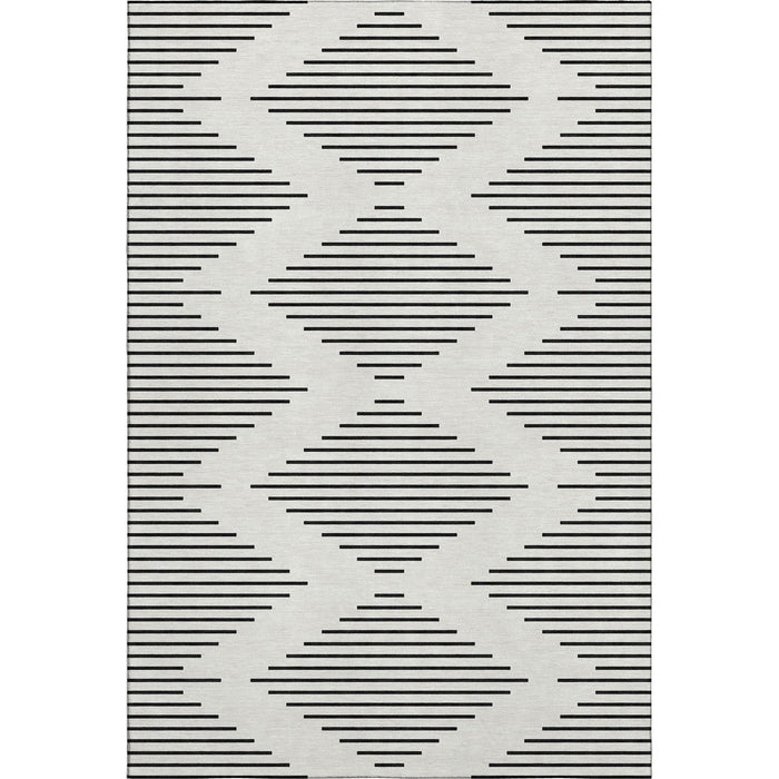 10' X 14' Geometric Washable Area Rug With UV Protection (679744) - Ivory / Black