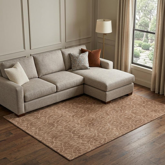10' X 14' Geometric Washable Area Rug With UV Protection (691908) - Terra Cotta / Rust