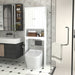 White Giga over-the-toilet linen cabinet with adjustable shelves, bathroom space saver and storage solution.