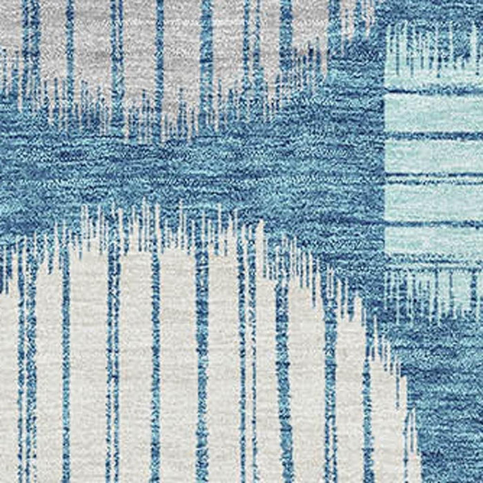 10' X 14' Geometric Washable Area Rug With UV Protection (671588) - Teal / Ivory / Gray