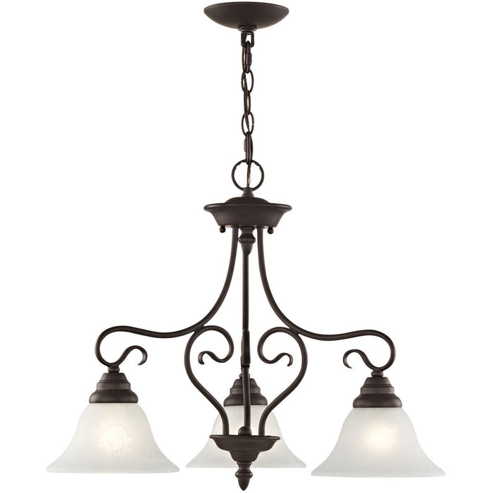 21" Three Light Dimmable Chandelier With Shades - Bronze