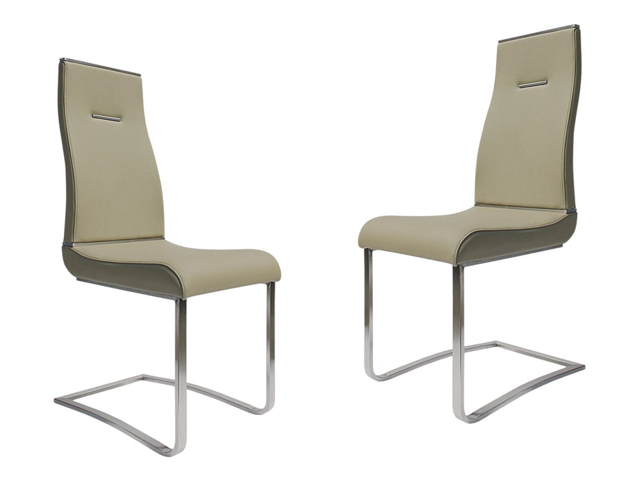 Upholstered Faux Leather Dining Side Chairs (Set of 2) - Gray / Silver