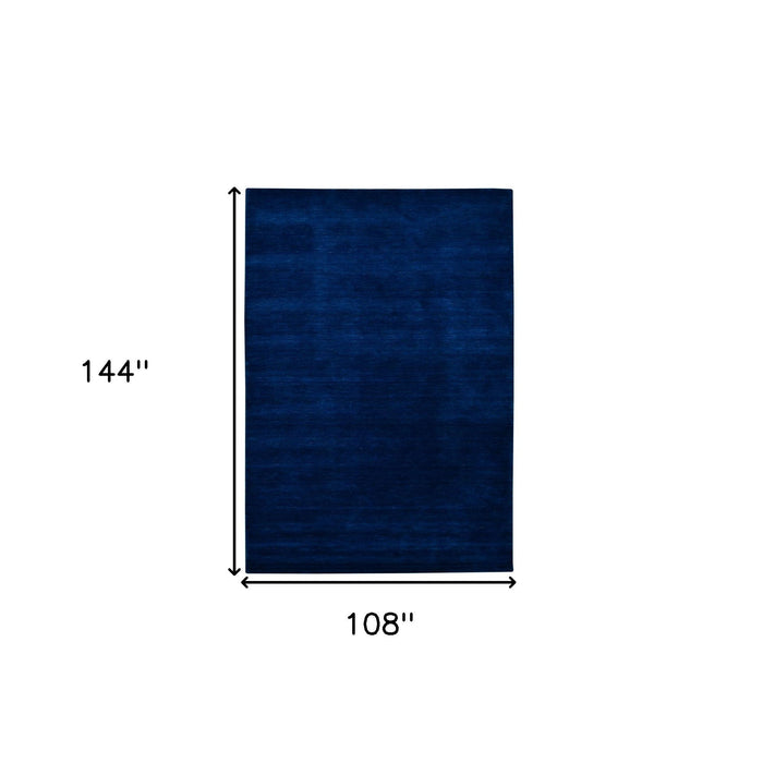 9' X 12' Wool Hand Woven Area Rug - Navy Blue