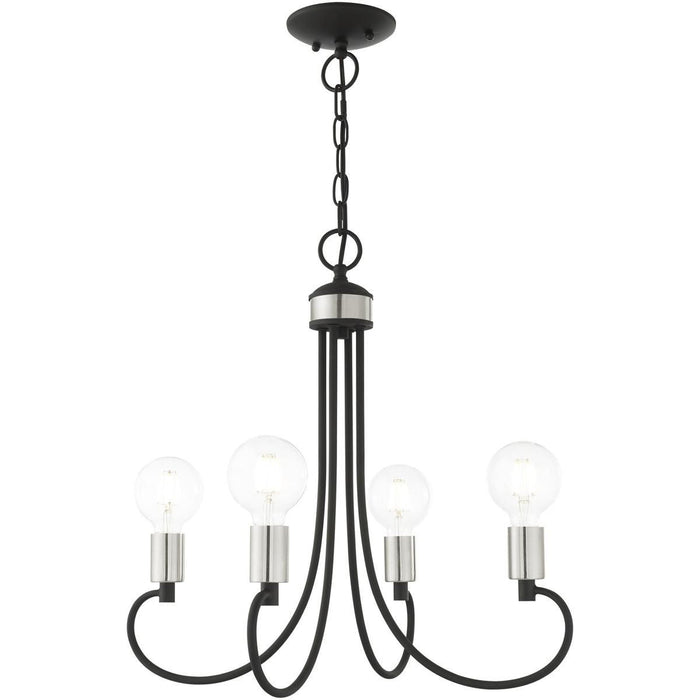 20" Four Light Dimmable Chandelier With Shades - Black