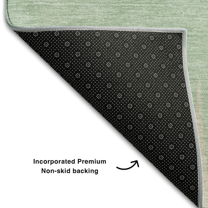 10' X 14' Striped Washable Area Rug With UV Protection (670363) - Artichoke Green / Beige / Brown