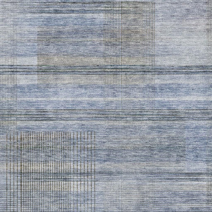 10' X 14' Striped Washable Area Rug With UV Protection - Blue And Gray