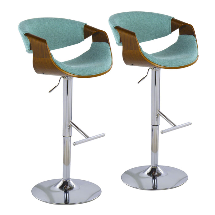 Curvo - Adjustable Barstool With Swivel - Walnut (Set of 2)