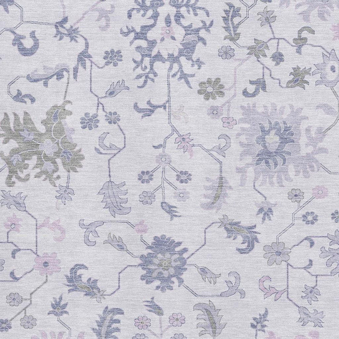 10' X 14' Floral Washable Area Rug With UV Protection (705917) - Lavender / Gray