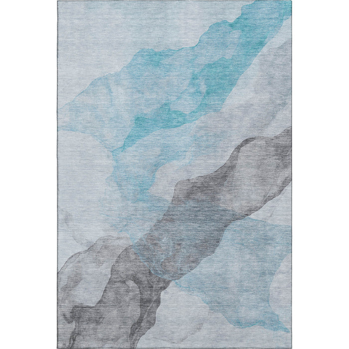 10' X 14' Abstract Washable Area Rug With UV Protection (718199) - Teal / Gray