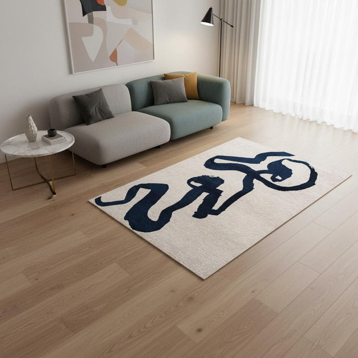 6' X 8' Abstract Washable Area Rug With UV Protection (610016) - Beige / Blue