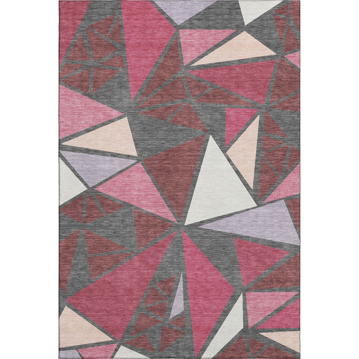 10' X 14' Geometric Washable Area Rug With UV Protection (681509) - Burgundy / Pink / Ivory