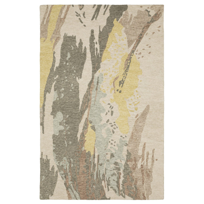 5' X 8' Wool Abstract Hand Tufted Area Rug - Beige And Yellow