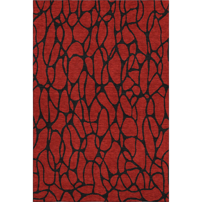 10' X 14' Geometric Washable Area Rug With UV Protection (680367) - Red / Black