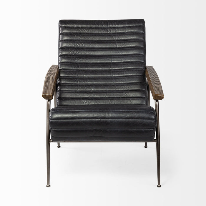Faux Leather Lounge Chair - Black And Brown