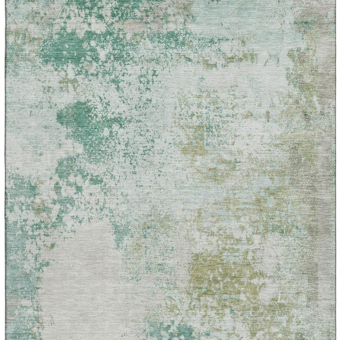 10' X 14' Abstract Washable Area Rug With UV Protection (717074) - Light Taupe / Teal
