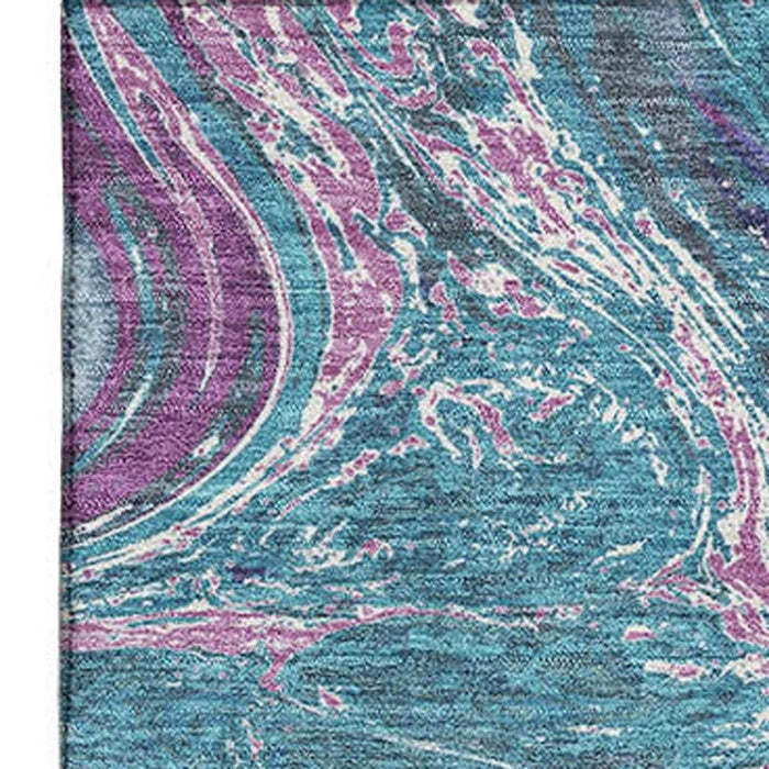 10' X 14' Abstract Washable Area Rug With UV Protection (683165) - Teal / Purple / Ivory