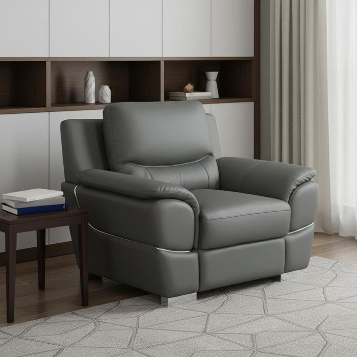 Leather Match Arm Chair - Gray And Silver