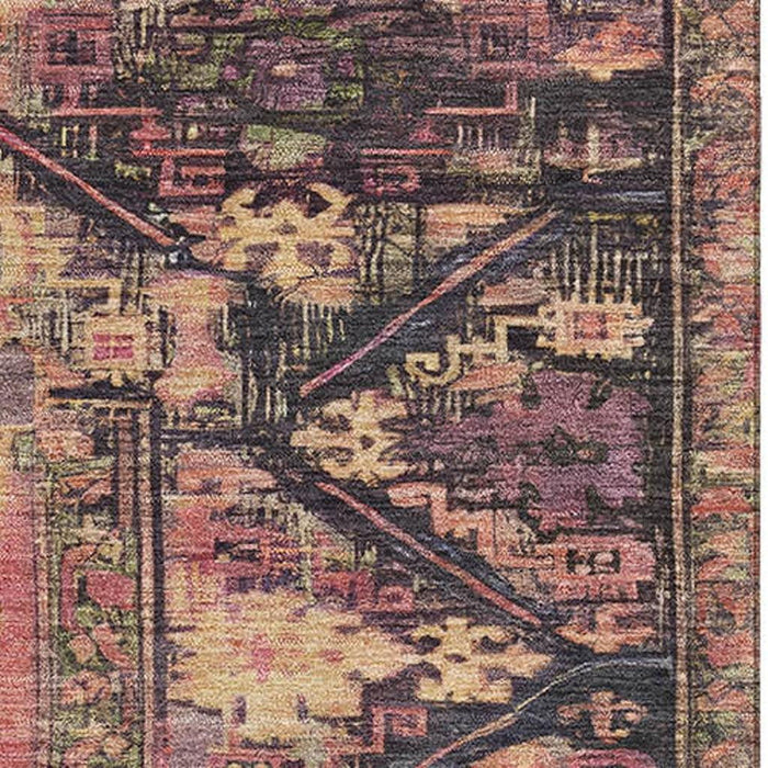 10' X 14' Oriental Washable Area Rug With UV Protection (699334) - Salmon / Charcoal