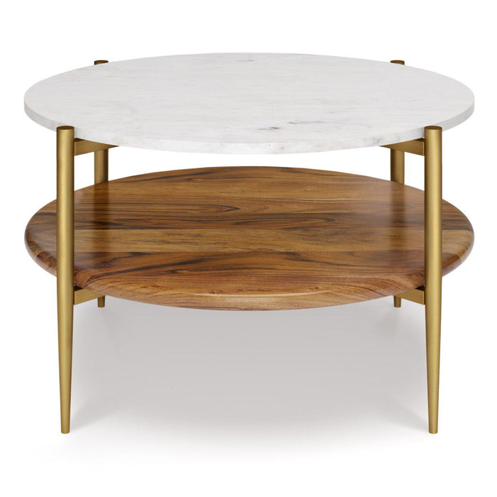 17" Solid Wood Round End Table - White