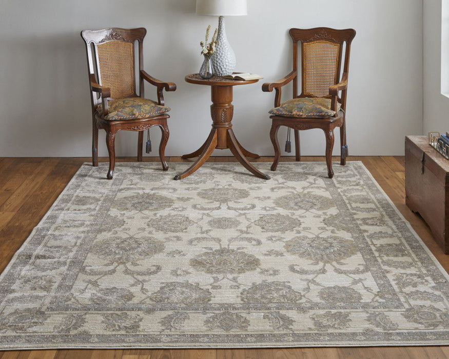 9' x 12' Power Loom Area Rug - Tan Ivory And Brown