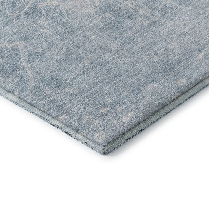 10' X 14' Abstract Washable Area Rug With UV Protection (654614) - Sky Blue / Ivory