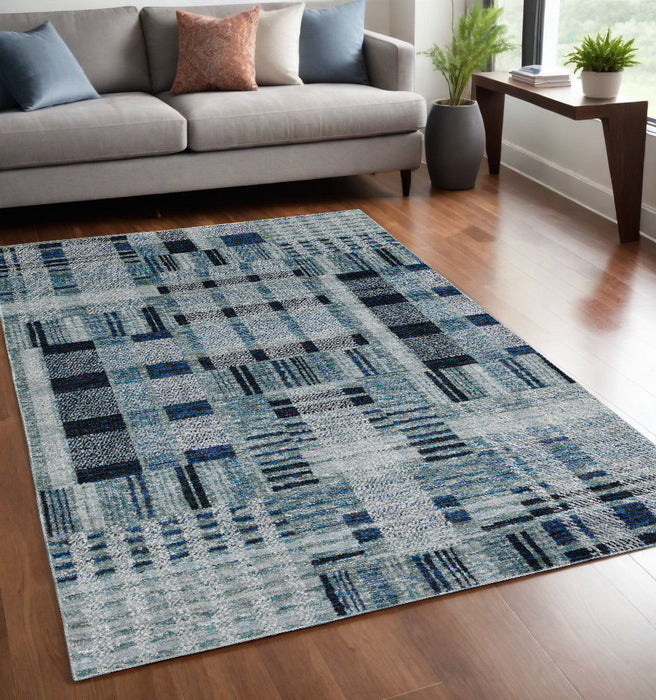 5' x 7' Geometric Power Loom Area Rug - Blue