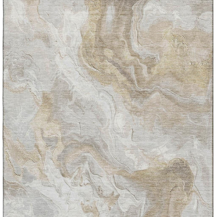 10' X 14' Abstract Washable Area Rug With UV Protection (697080) - Ivory / Tan / Beige