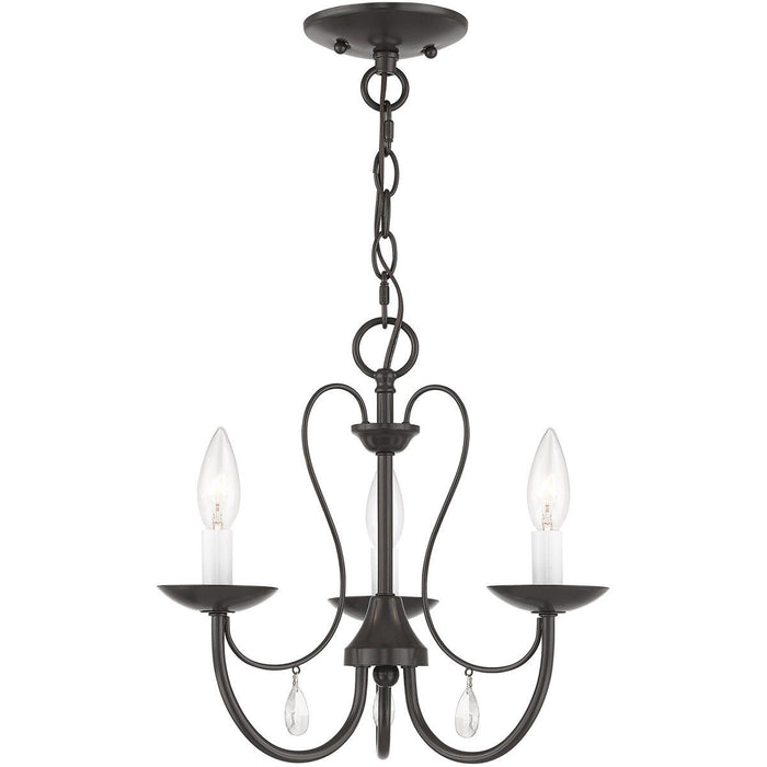 12" Three Light Dimmable Chandelier With Shades - Bronze