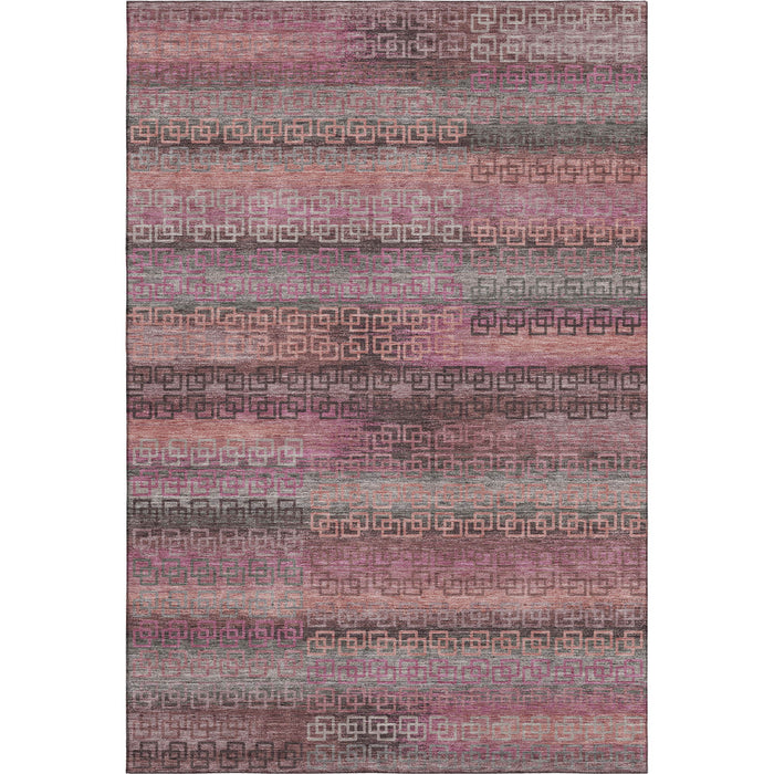 10' X 14' Striped Washable Area Rug With UV Protection (715093) - Pink / Gray