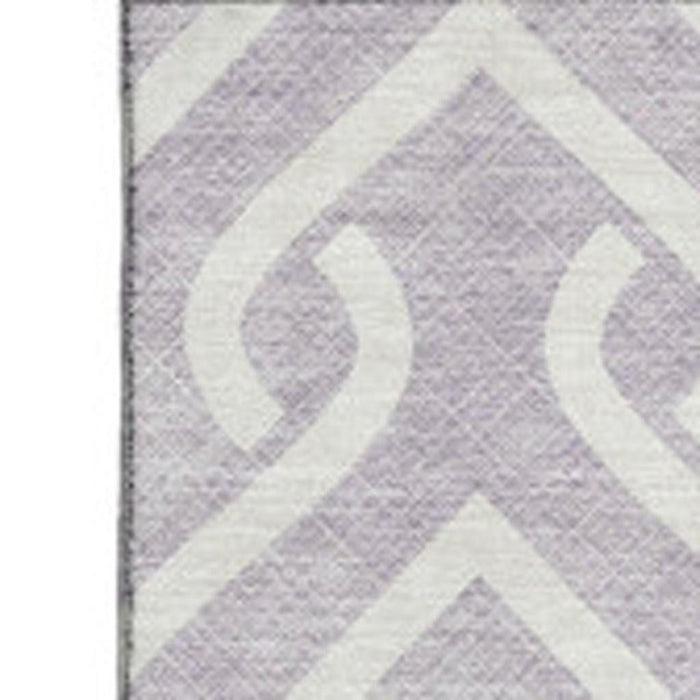 10' X 14' Geometric Washable Area Rug With UV Protection (652527) - Lavender / Ivory