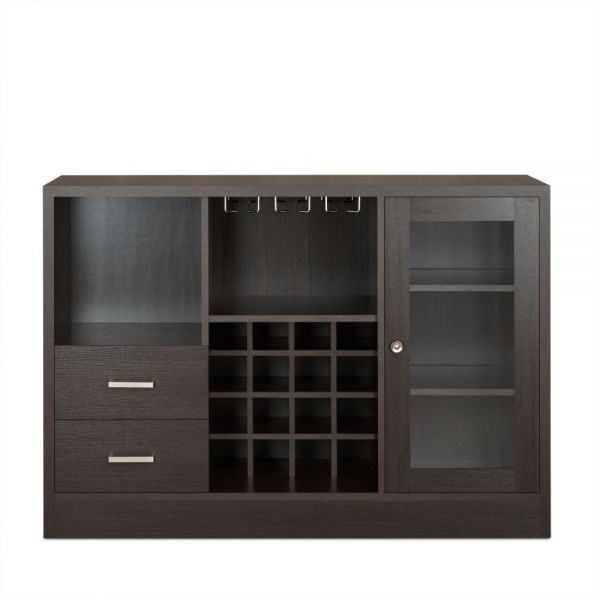 Solid Wood Frame With Five Shelves And Two Drawers - Espresso