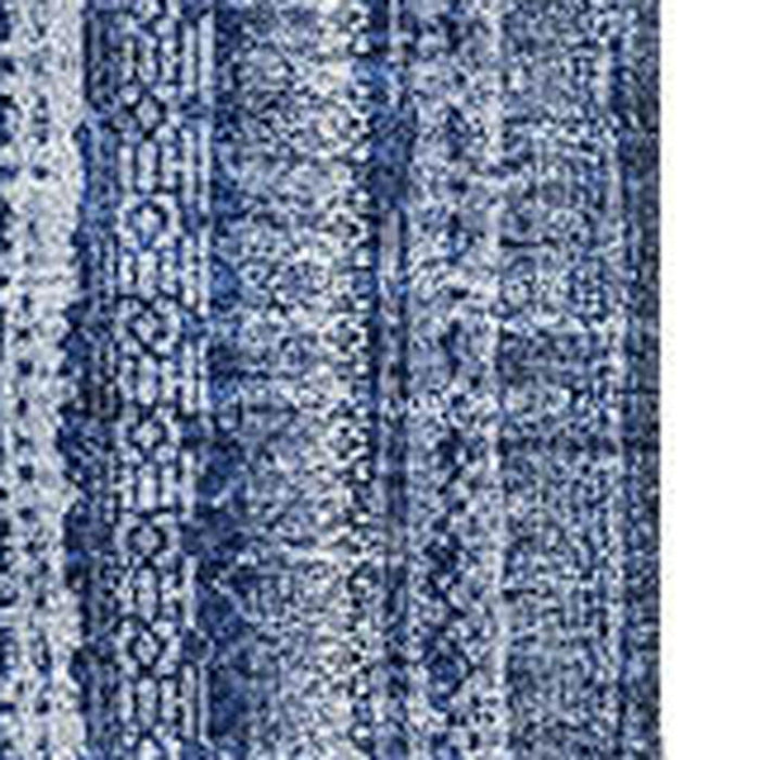 10' X 14' Striped Washable Area Rug With UV Protection (677543) - Denim Blue / Ivory