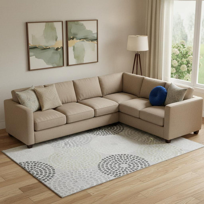 10' X 14' Geometric Washable Area Rug With UV Protection (670117) - Gray / Charcoal / Silver