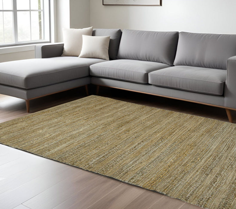 8' X 10' Jute Striped Flatweave Handmade Area Rug - Brown And Beige