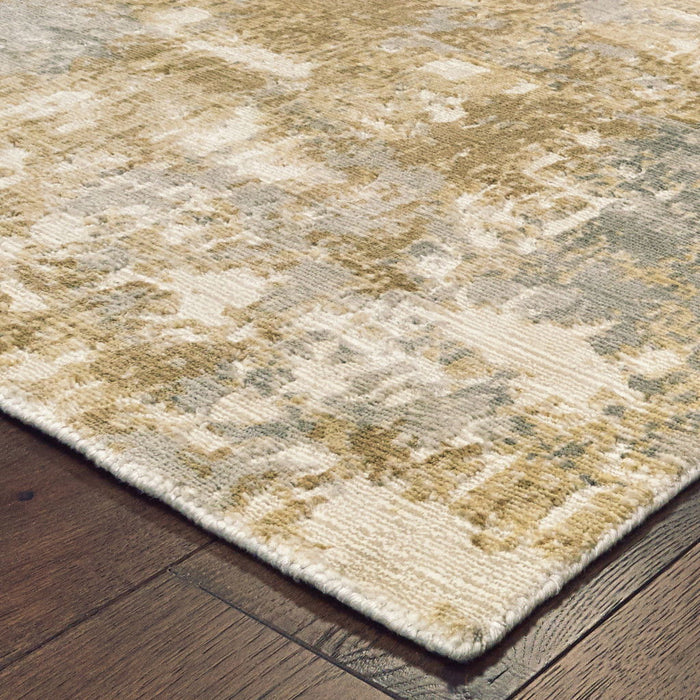 10' x 14' Abstract Hand Loomed Stain Resistant Area Rug - Gray And Brown
