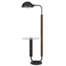 HomeRoots tray table floor lamp with bronze transparent glass dome shade and brown finish, showcasing a stylish lighting fixture.