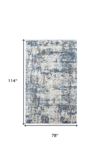 7' X 10' Abstract Power Loom Area Rug With Fringe - Ivory