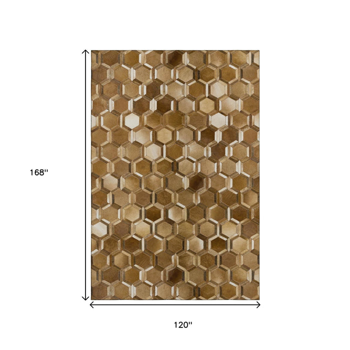 10' X 14' Geometric Washable Area Rug With UV Protection (644640) - Brown / Ivory / Beige