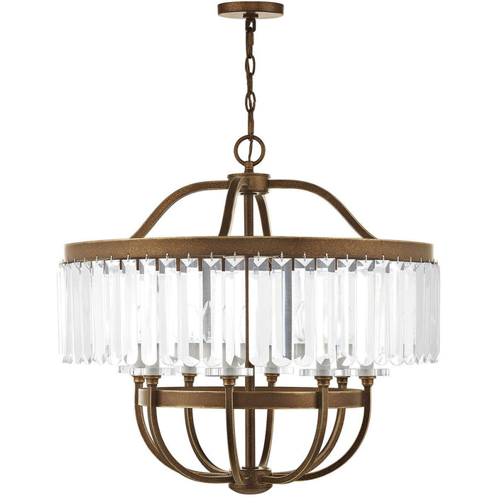 27" Eight Light Dimmable Chandelier With Shades - Bronze