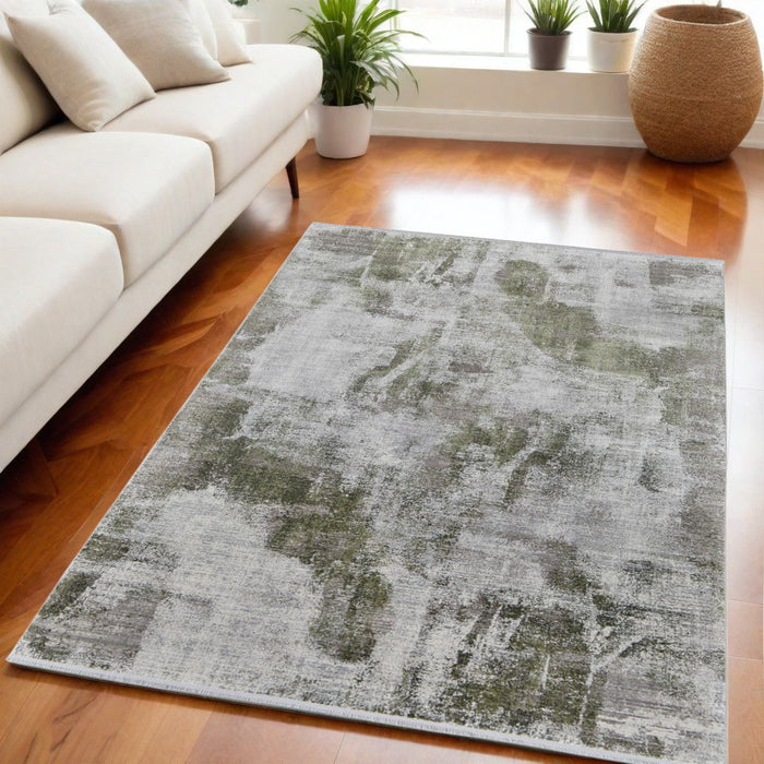 5' X 8' Ikat Power Loom Area Rug With Fringe - Gray